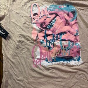 Graphic Tee with Pink and Blue Design